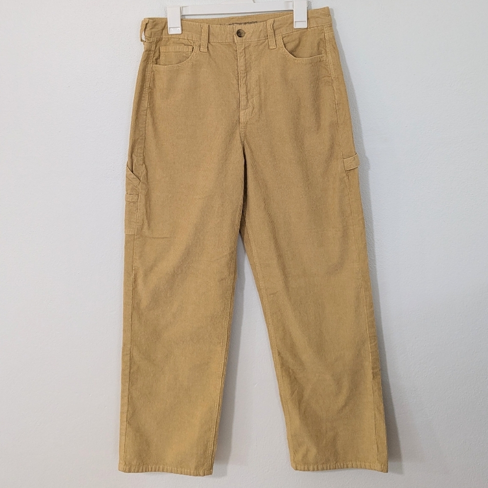 American Eagle High Rise Corduroy Carpenter Straight Leg Pants Stretch Tan 10